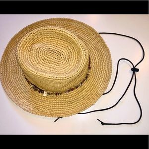 Scala Callezione Straw Beach Sun Hat with Colored Stones